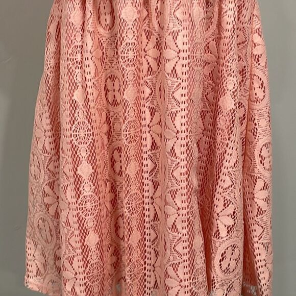 Ya Los Angeles peach lace overlay dress. Size L. 12/14. - Picture 3 of 9
